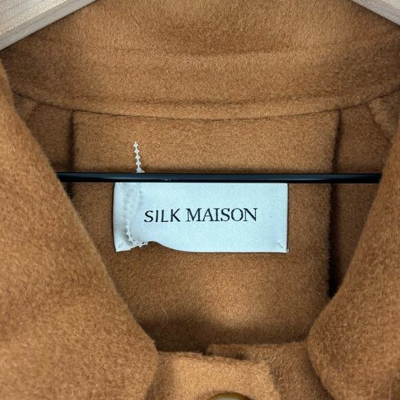 Silk Maison Double Breasted 100% Wool Coat with Belt NWT Size Small - Picture 4 of 6